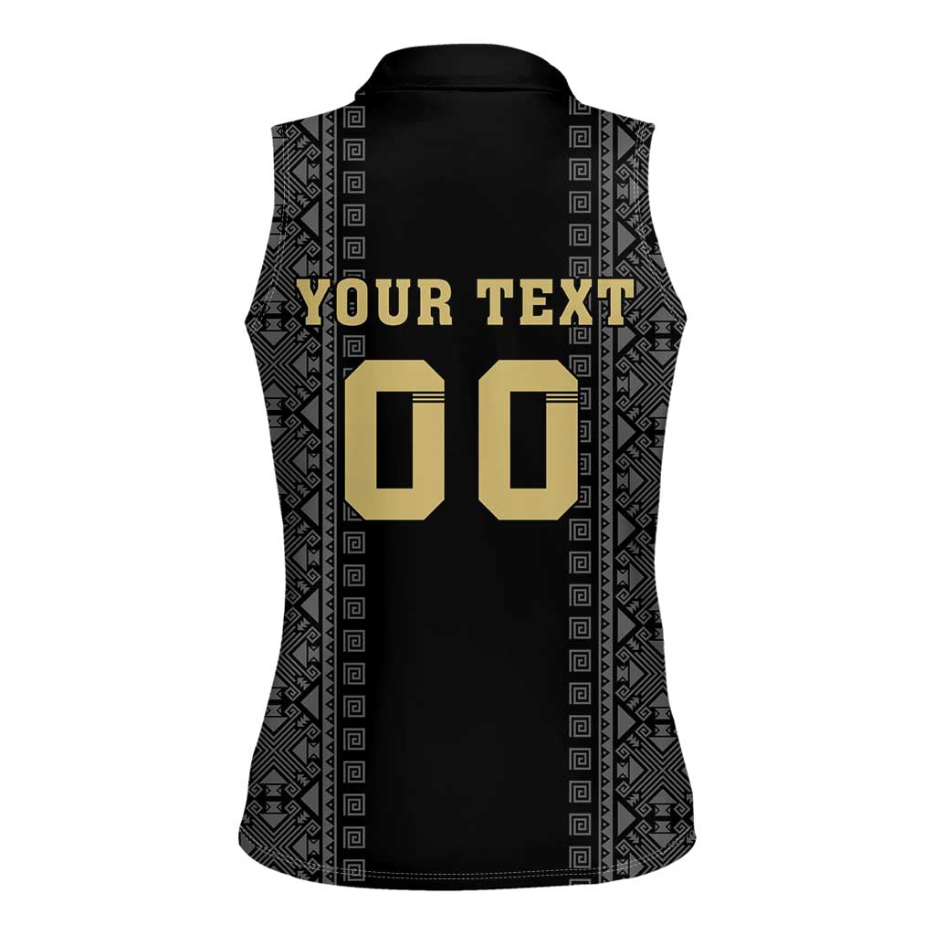 Custom Mexico Football Women Sleeveless Polo Shirt El Tri Aztec Pattern Back Version