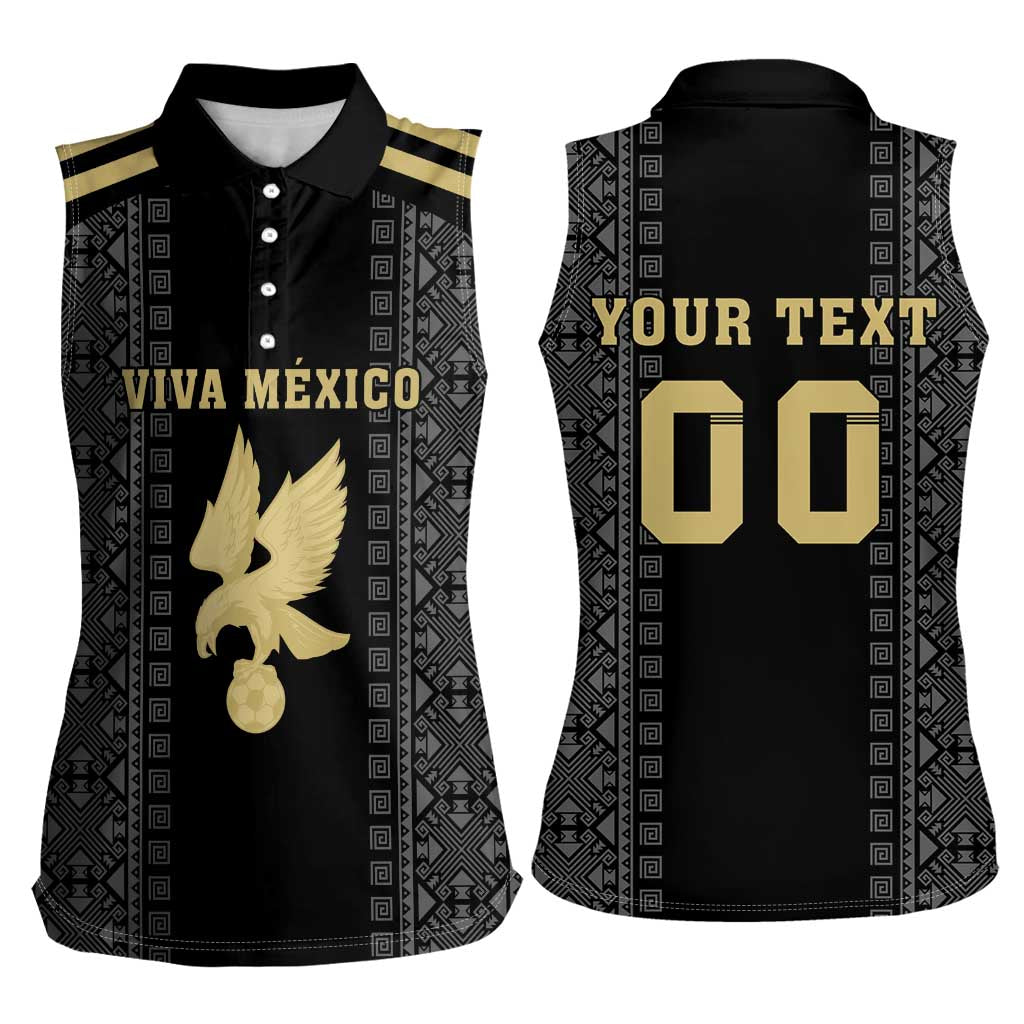 Custom Mexico Football Women Sleeveless Polo Shirt El Tri Aztec Pattern Back Version