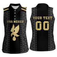Custom Mexico Football Women Sleeveless Polo Shirt El Tri Aztec Pattern Back Version