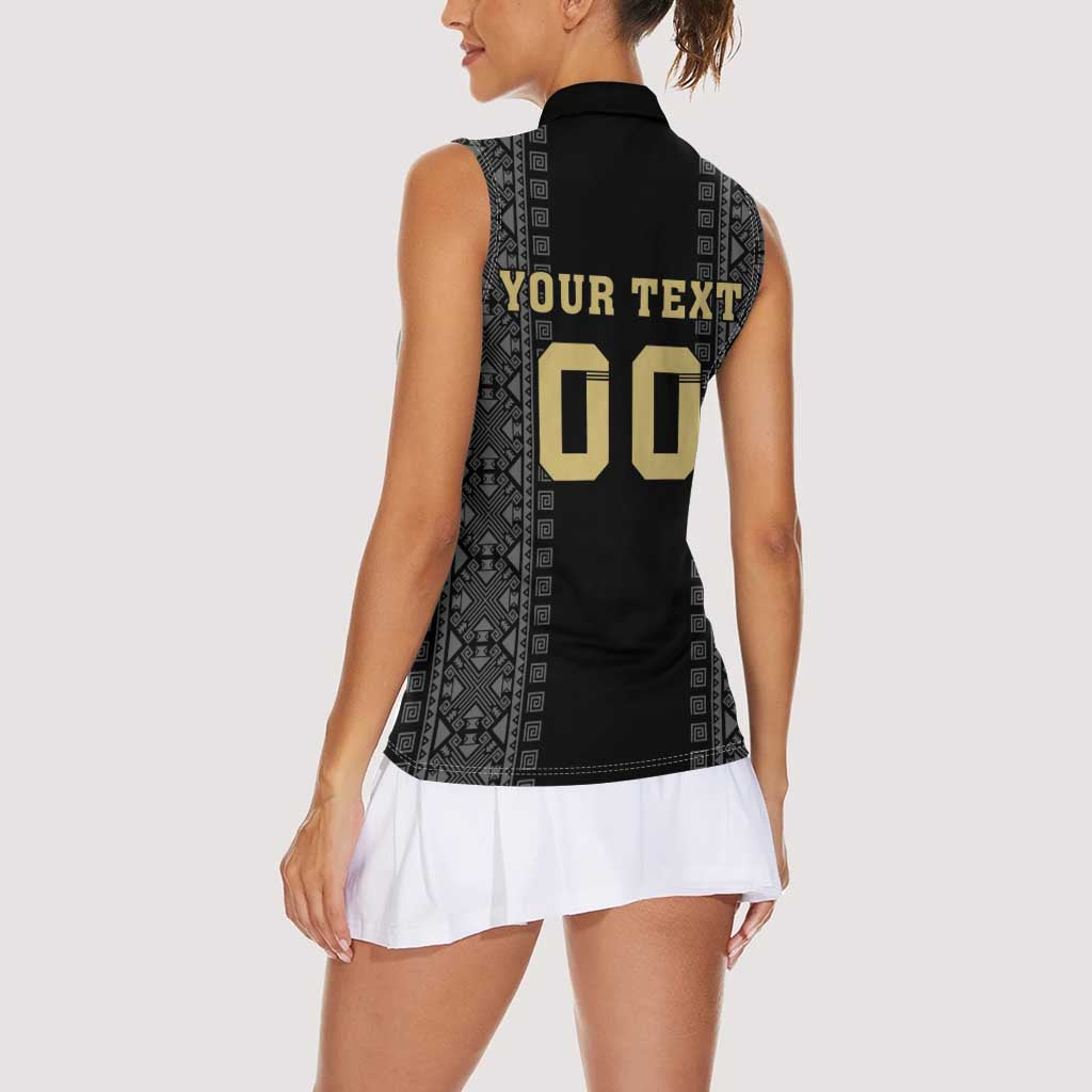 Custom Mexico Football Women Sleeveless Polo Shirt El Tri Aztec Pattern Back Version