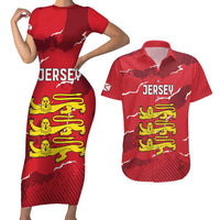 Custom Bailiwick of Jersey Couples Matching Short Sleeve Bodycon Dress and Hawaiian Shirt Sporty Style