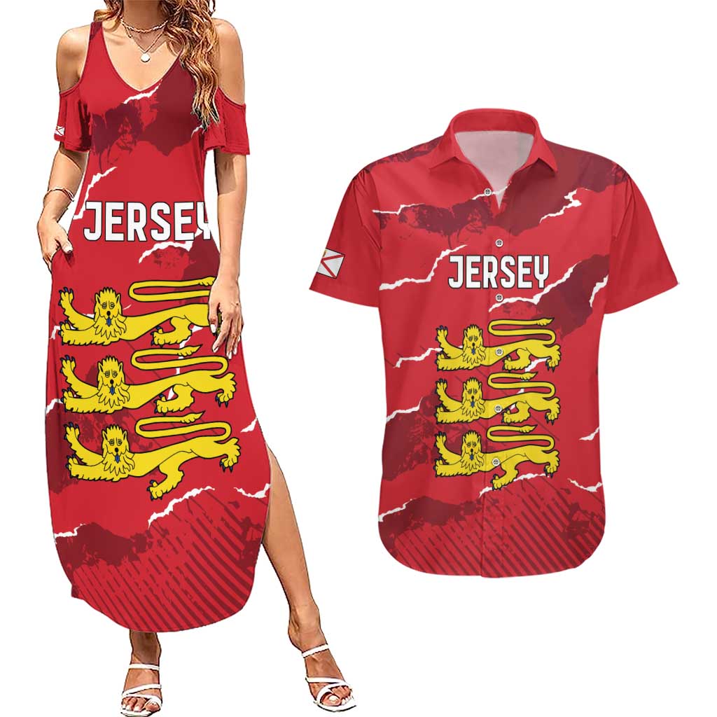 Custom Bailiwick of Jersey Couples Matching Summer Maxi Dress and Hawaiian Shirt Sporty Style
