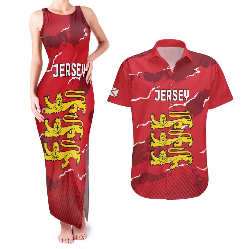Custom Bailiwick of Jersey Couples Matching Tank Maxi Dress and Hawaiian Shirt Sporty Style