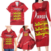 Custom Bailiwick of Jersey Family Matching Long Sleeve Bodycon Dress and Hawaiian Shirt Sporty Style