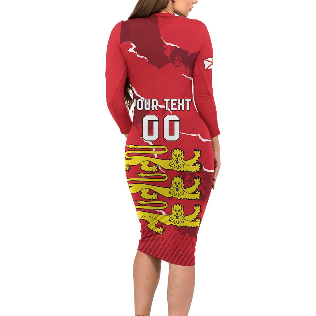 Custom Bailiwick of Jersey Family Matching Long Sleeve Bodycon Dress and Hawaiian Shirt Sporty Style