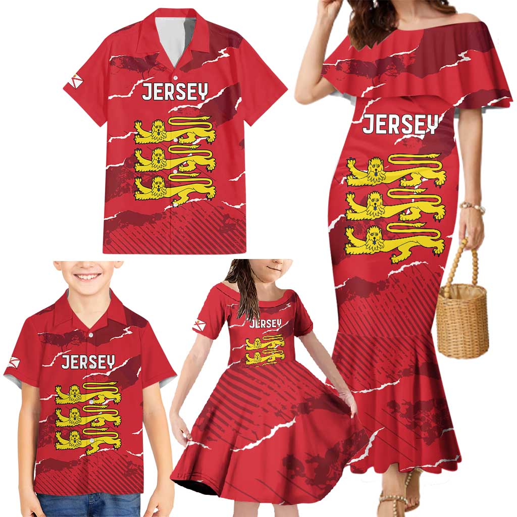 Custom Bailiwick of Jersey Family Matching Mermaid Dress and Hawaiian Shirt Sporty Style
