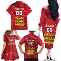 Custom Bailiwick of Jersey Family Matching Off The Shoulder Long Sleeve Dress and Hawaiian Shirt Sporty Style