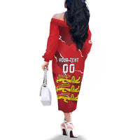 Custom Bailiwick of Jersey Family Matching Off The Shoulder Long Sleeve Dress and Hawaiian Shirt Sporty Style