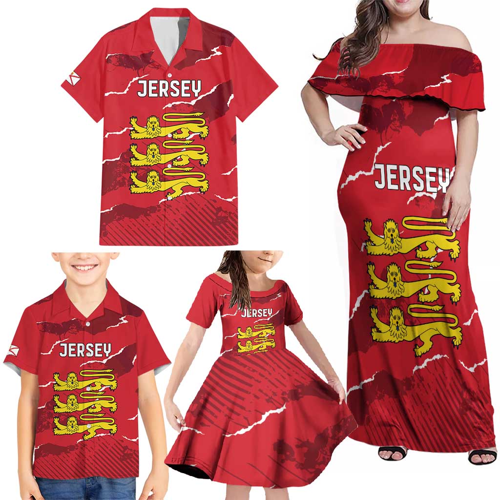 Custom Bailiwick of Jersey Family Matching Off Shoulder Maxi Dress and Hawaiian Shirt Sporty Style