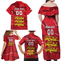 Custom Bailiwick of Jersey Family Matching Off Shoulder Maxi Dress and Hawaiian Shirt Sporty Style