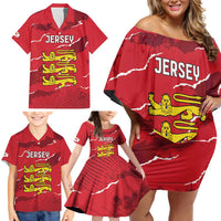 Custom Bailiwick of Jersey Family Matching Off Shoulder Short Dress and Hawaiian Shirt Sporty Style