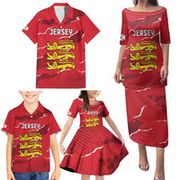 Custom Bailiwick of Jersey Family Matching Puletasi and Hawaiian Shirt Sporty Style