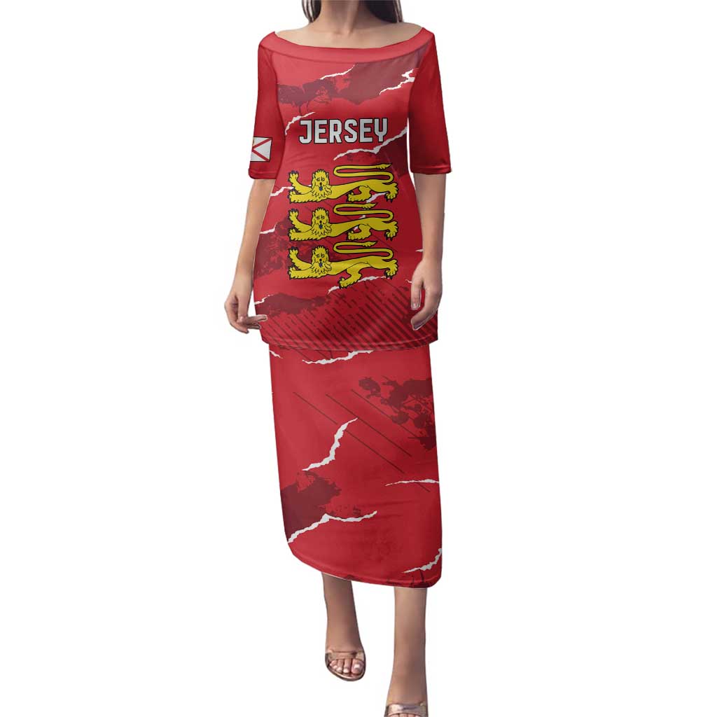 Custom Bailiwick of Jersey Family Matching Puletasi and Hawaiian Shirt Sporty Style