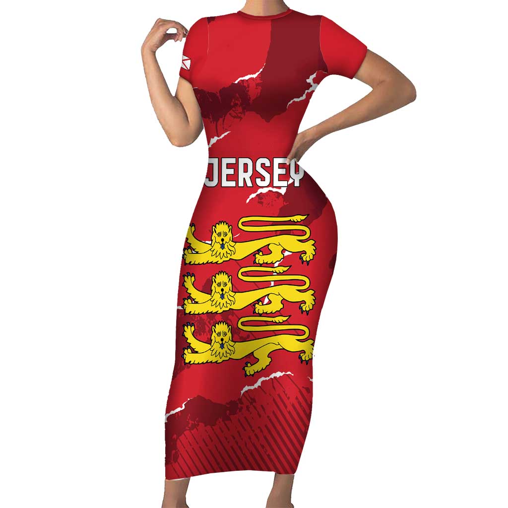 Custom Bailiwick of Jersey Family Matching Short Sleeve Bodycon Dress and Hawaiian Shirt Sporty Style