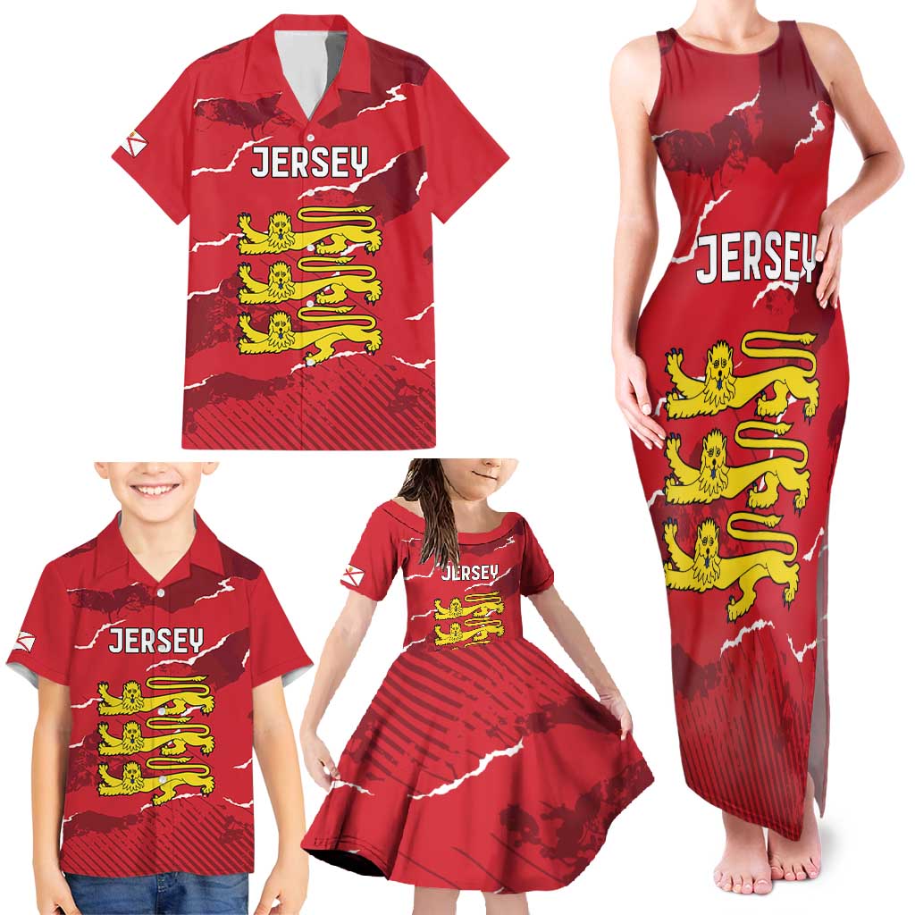 Custom Bailiwick of Jersey Family Matching Tank Maxi Dress and Hawaiian Shirt Sporty Style