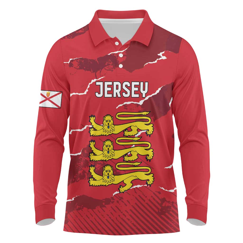 Custom Bailiwick of Jersey Long Sleeve Polo Shirt Sporty Style