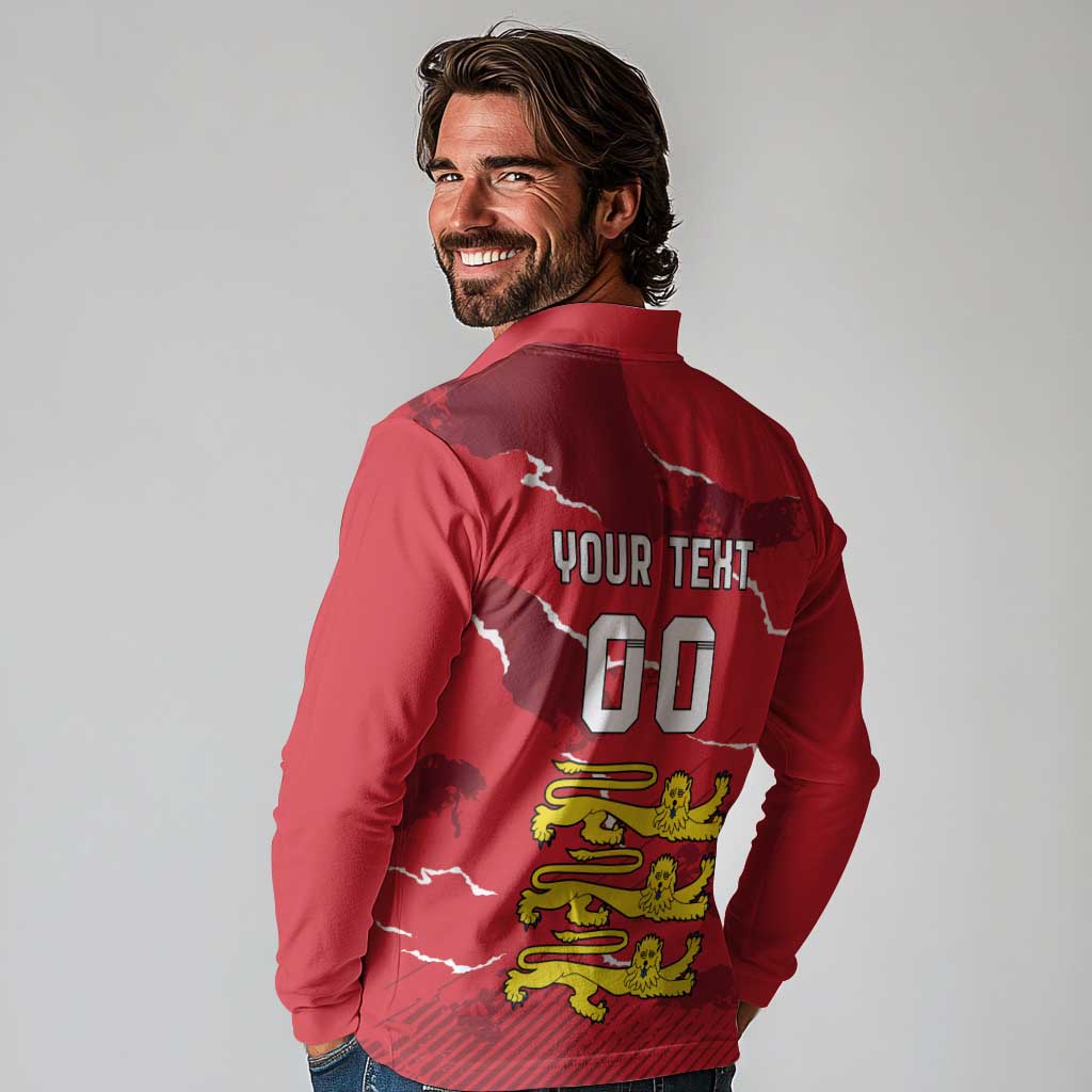 Custom Bailiwick of Jersey Long Sleeve Polo Shirt Sporty Style