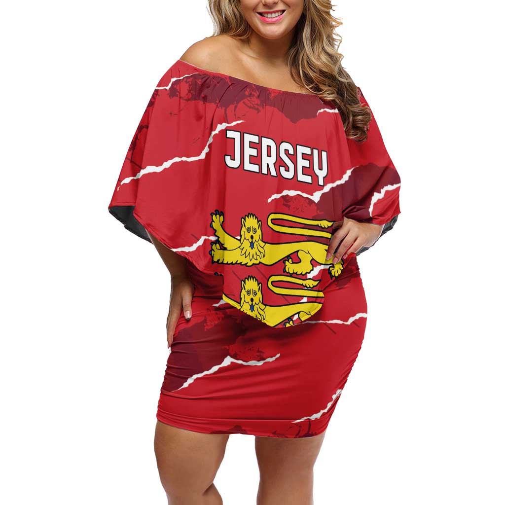 Custom Bailiwick of Jersey Off Shoulder Short Dress Sporty Style