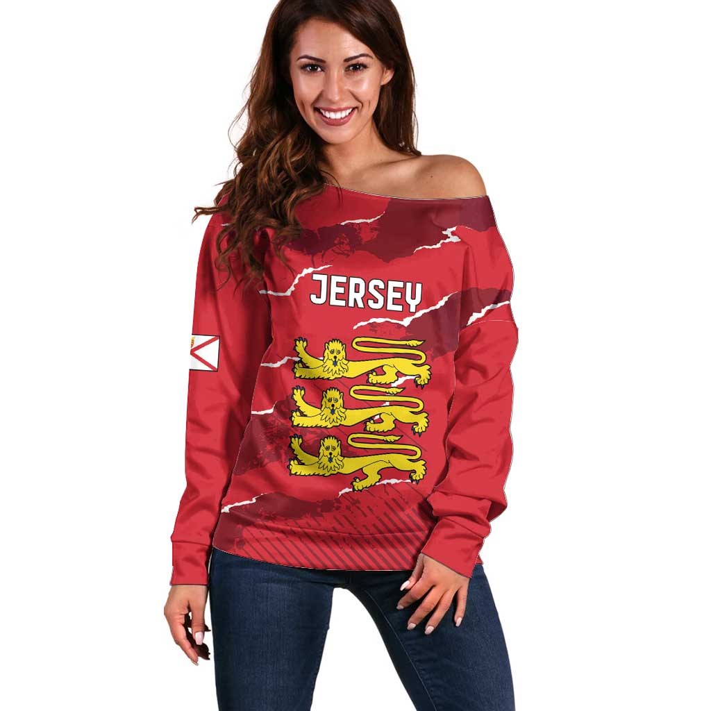 Custom Bailiwick of Jersey Off Shoulder Sweater Sporty Style
