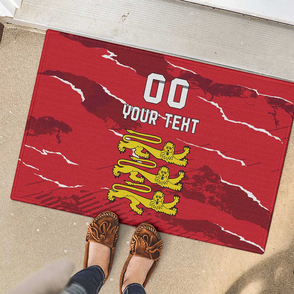 Custom Bailiwick of Jersey Rubber Doormat Sporty Style