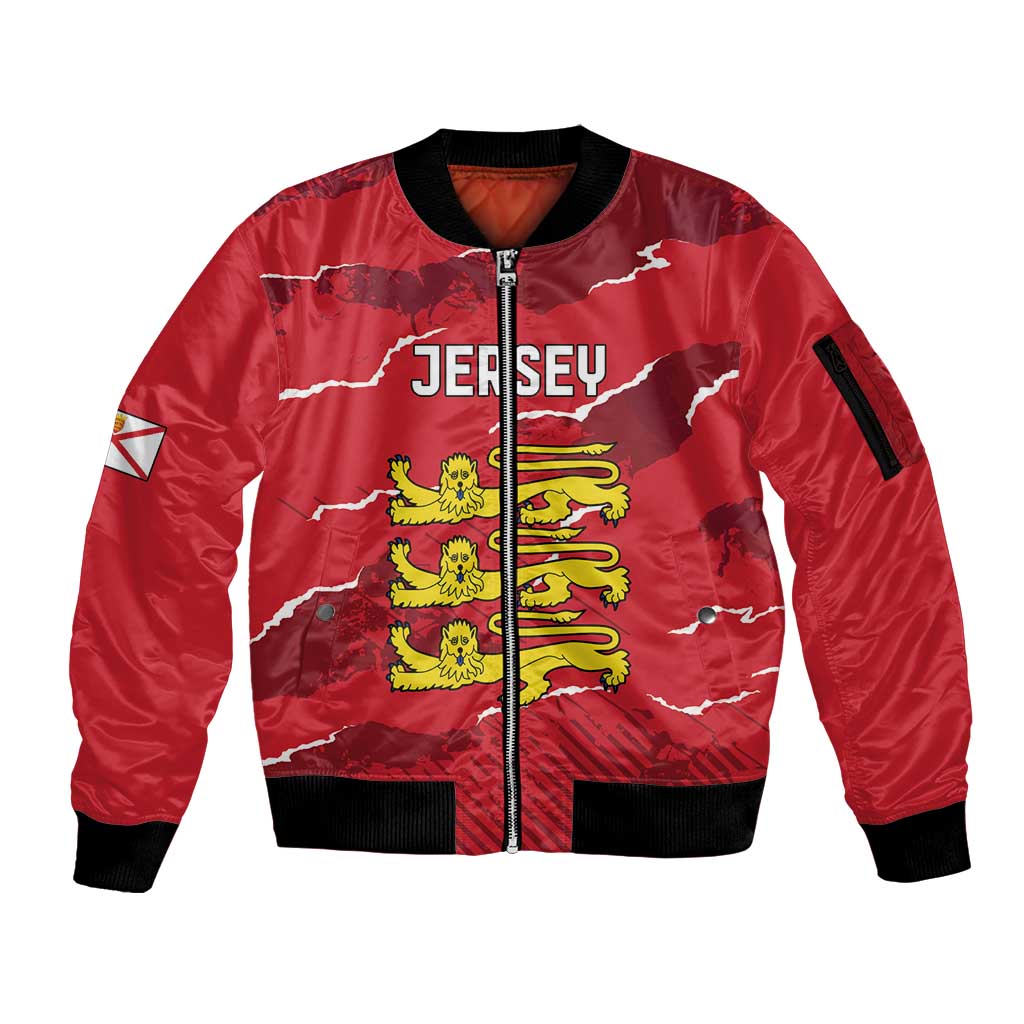 Custom Bailiwick of Jersey Sleeve Zip Bomber Jacket Sporty Style
