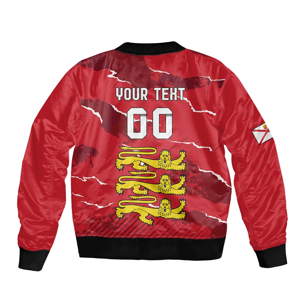 Custom Bailiwick of Jersey Sleeve Zip Bomber Jacket Sporty Style