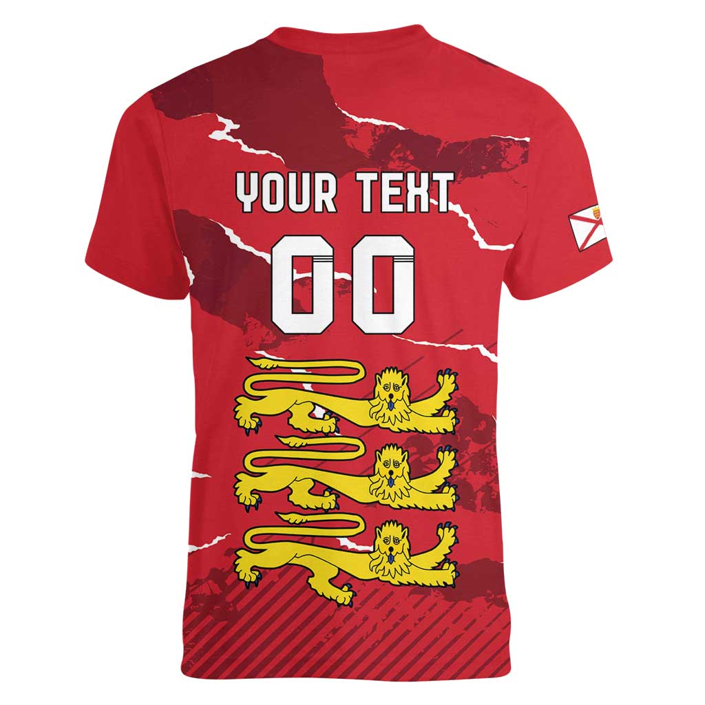 Custom Bailiwick of Jersey Women V-Neck T-Shirt Sporty Style