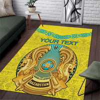 Personalized Kazakhstan Emblem Area Rug Kazakh Pattern