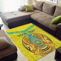 Personalized Kazakhstan Emblem Area Rug Kazakh Pattern