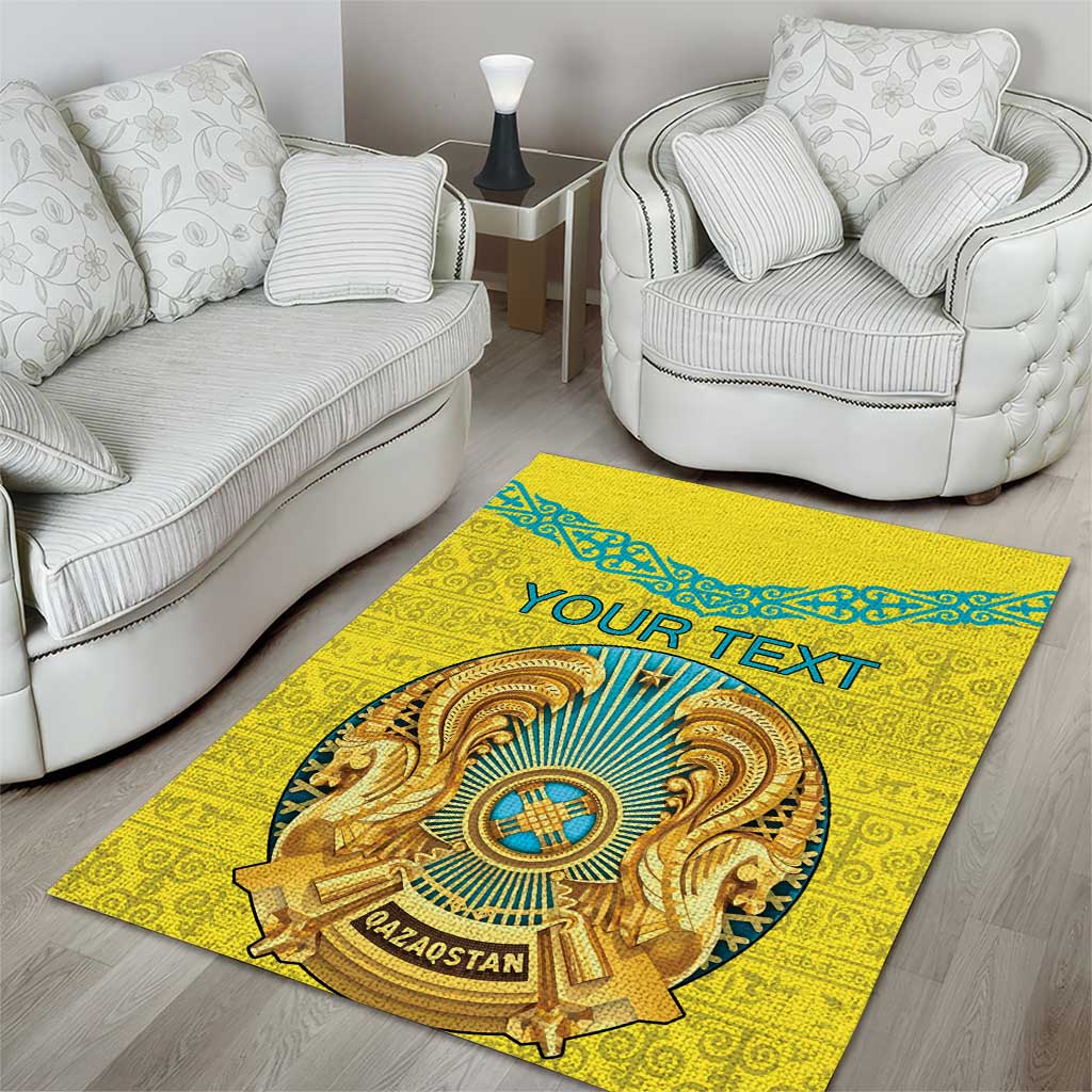 Personalized Kazakhstan Emblem Area Rug Kazakh Pattern