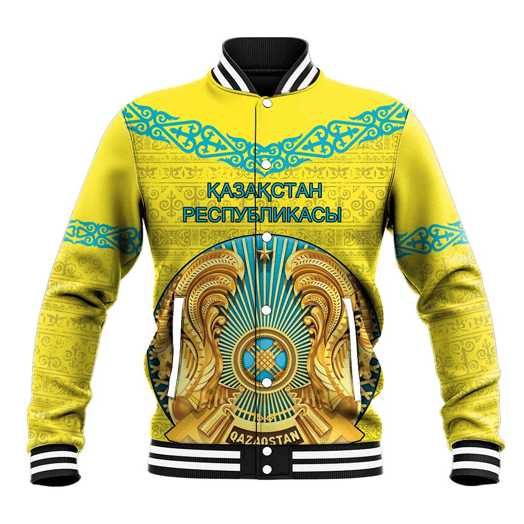Personalized Kazakhstan Emblem Baseball Jacket Kazakh Pattern