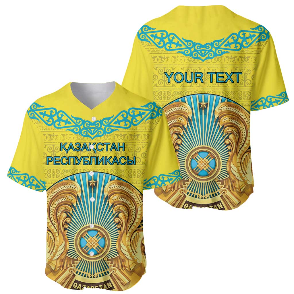 Personalized Kazakhstan Emblem Baseball Jersey Kazakh Pattern