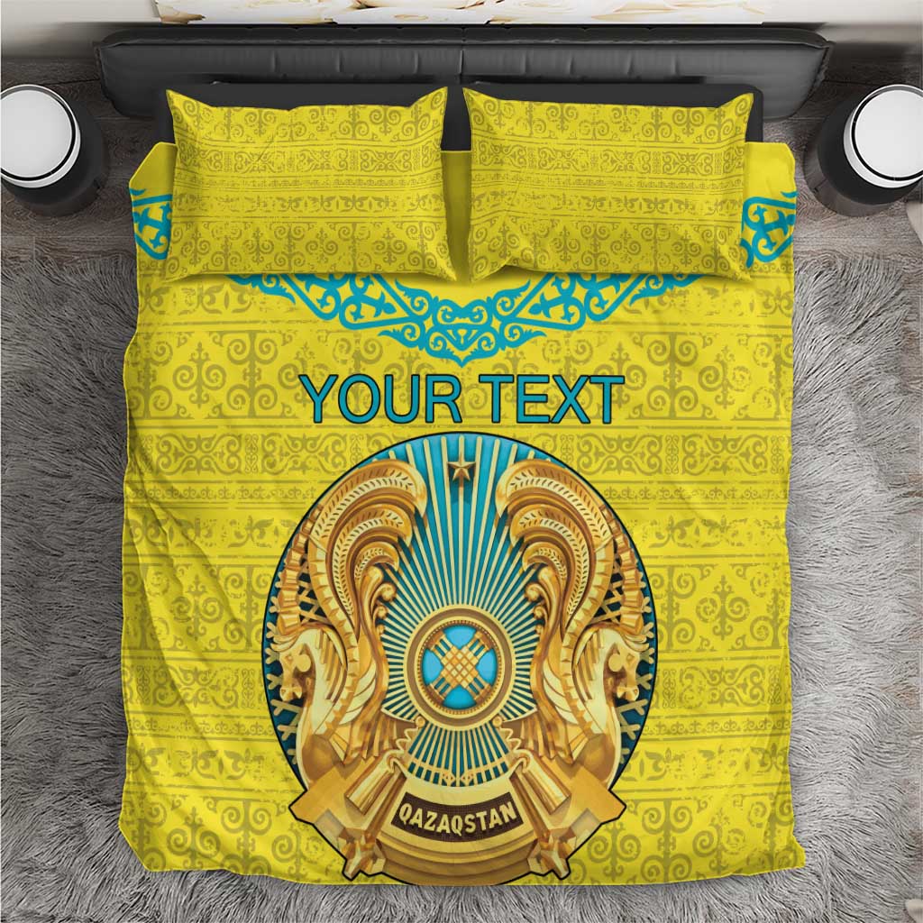 Personalized Kazakhstan Emblem Bedding Set Kazakh Pattern