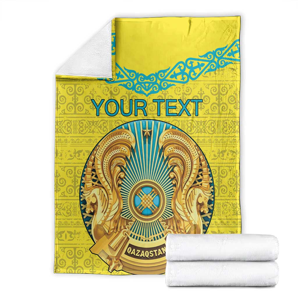 Personalized Kazakhstan Emblem Blanket Kazakh Pattern