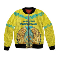 Personalized Kazakhstan Emblem Bomber Jacket Kazakh Pattern
