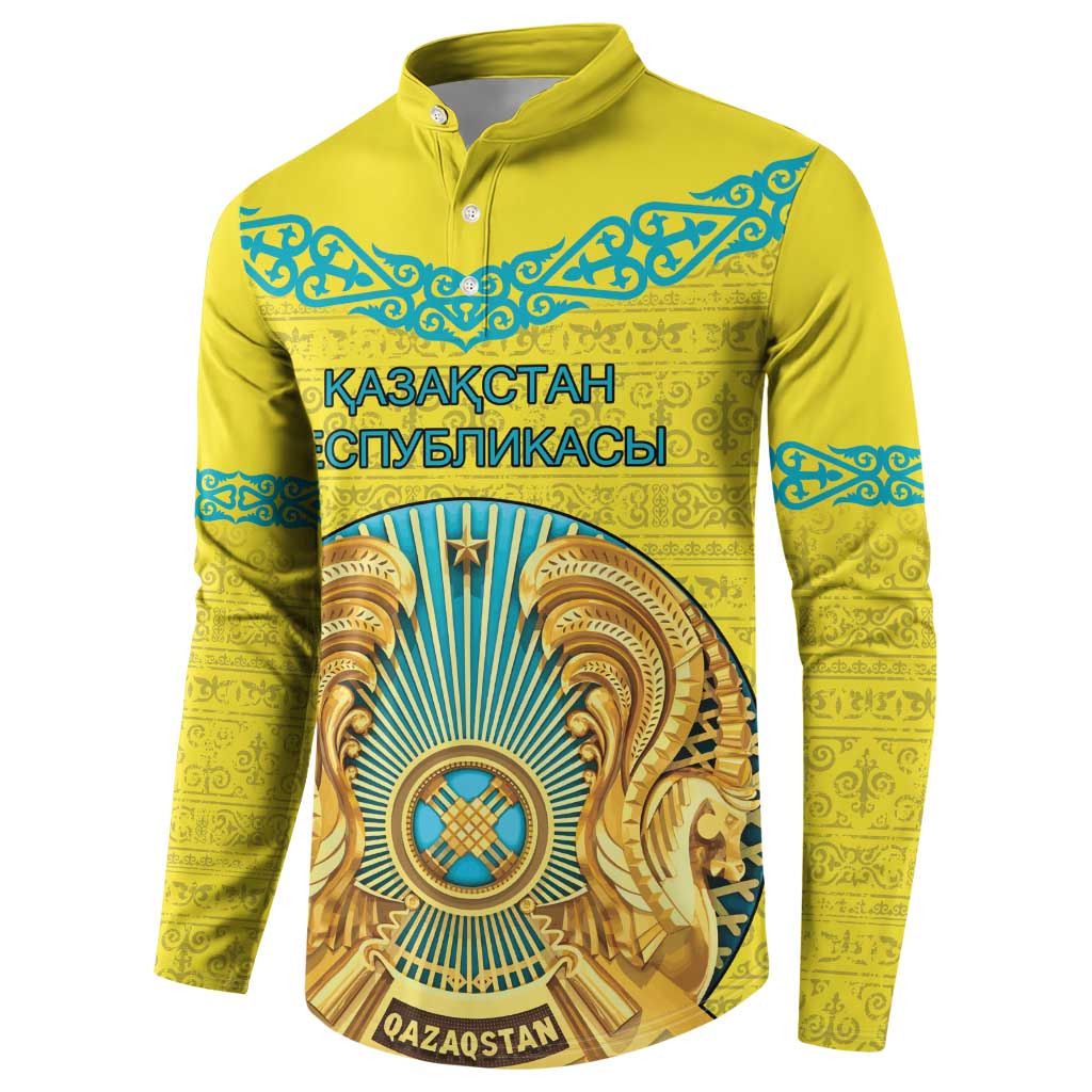 Personalized Kazakhstan Emblem Button Sweatshirt Kazakh Pattern