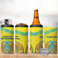 Personalized Kazakhstan Emblem 4 in 1 Can Cooler Tumbler Kazakh Pattern