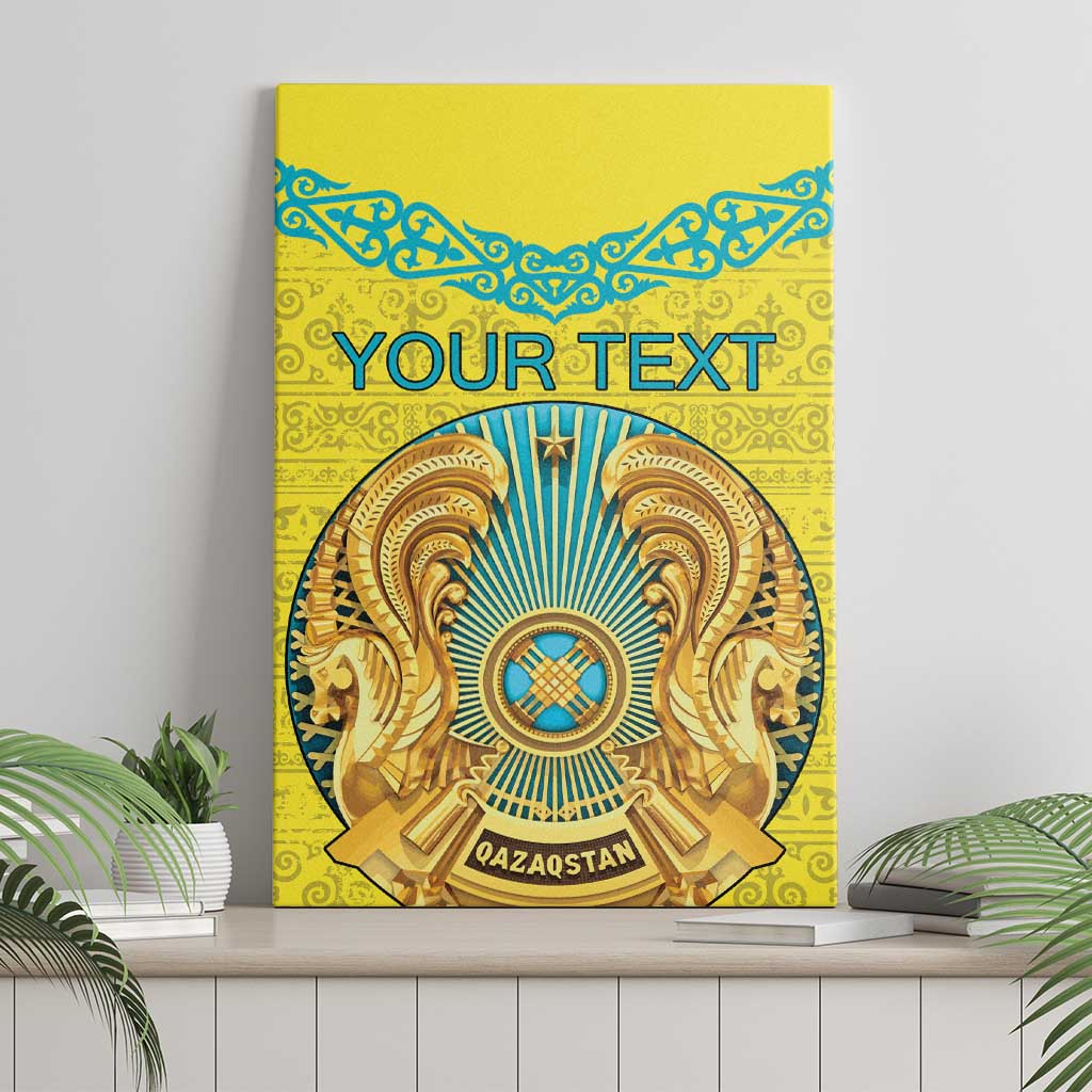 Personalized Kazakhstan Emblem Canvas Wall Art Kazakh Pattern