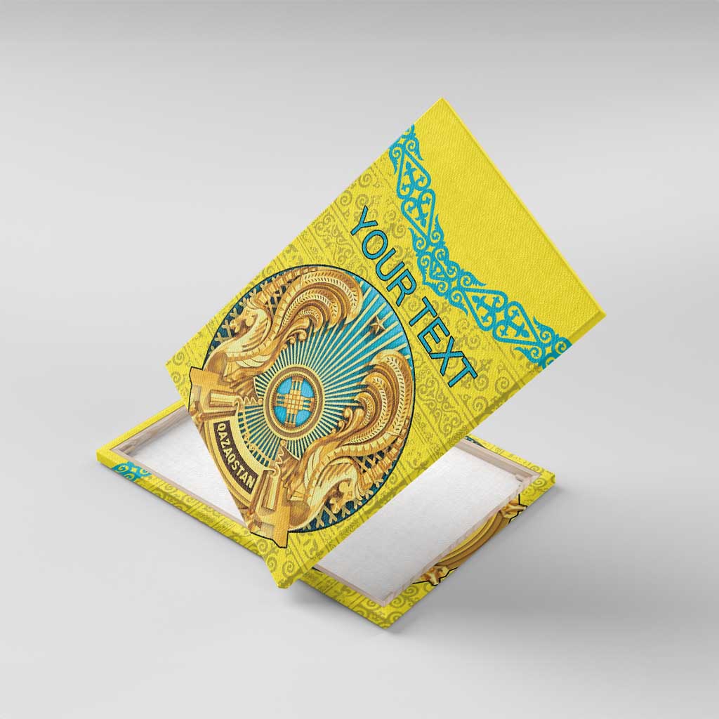 Personalized Kazakhstan Emblem Canvas Wall Art Kazakh Pattern