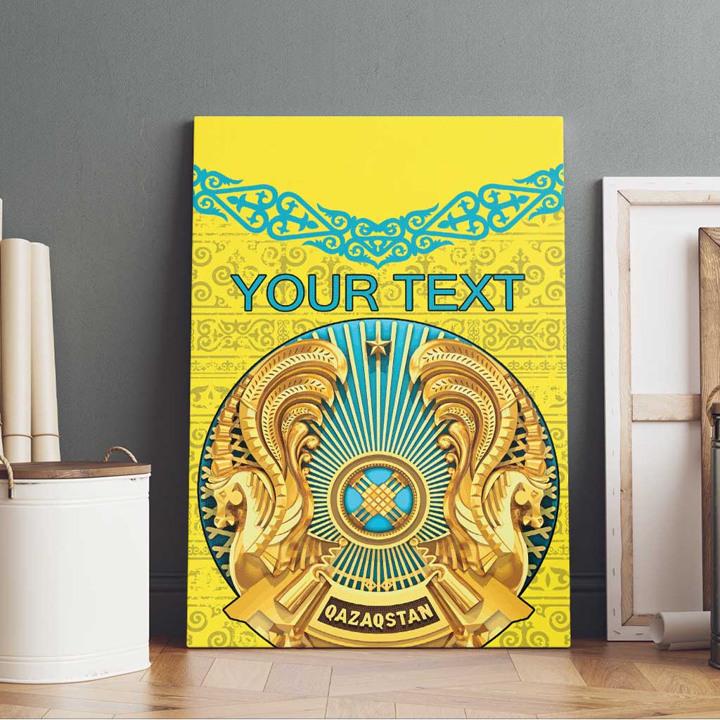 Personalized Kazakhstan Emblem Canvas Wall Art Kazakh Pattern