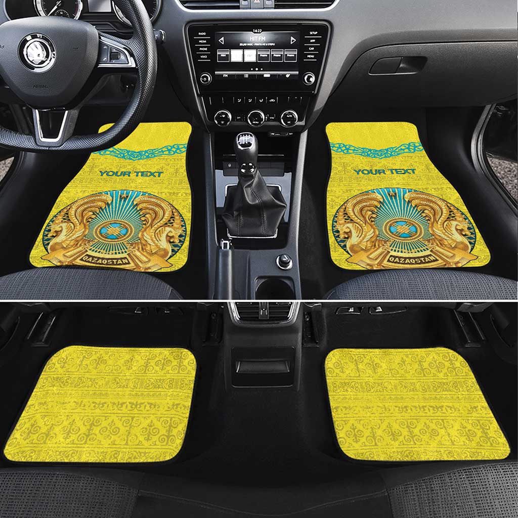 Personalized Kazakhstan Emblem Car Mats Kazakh Pattern