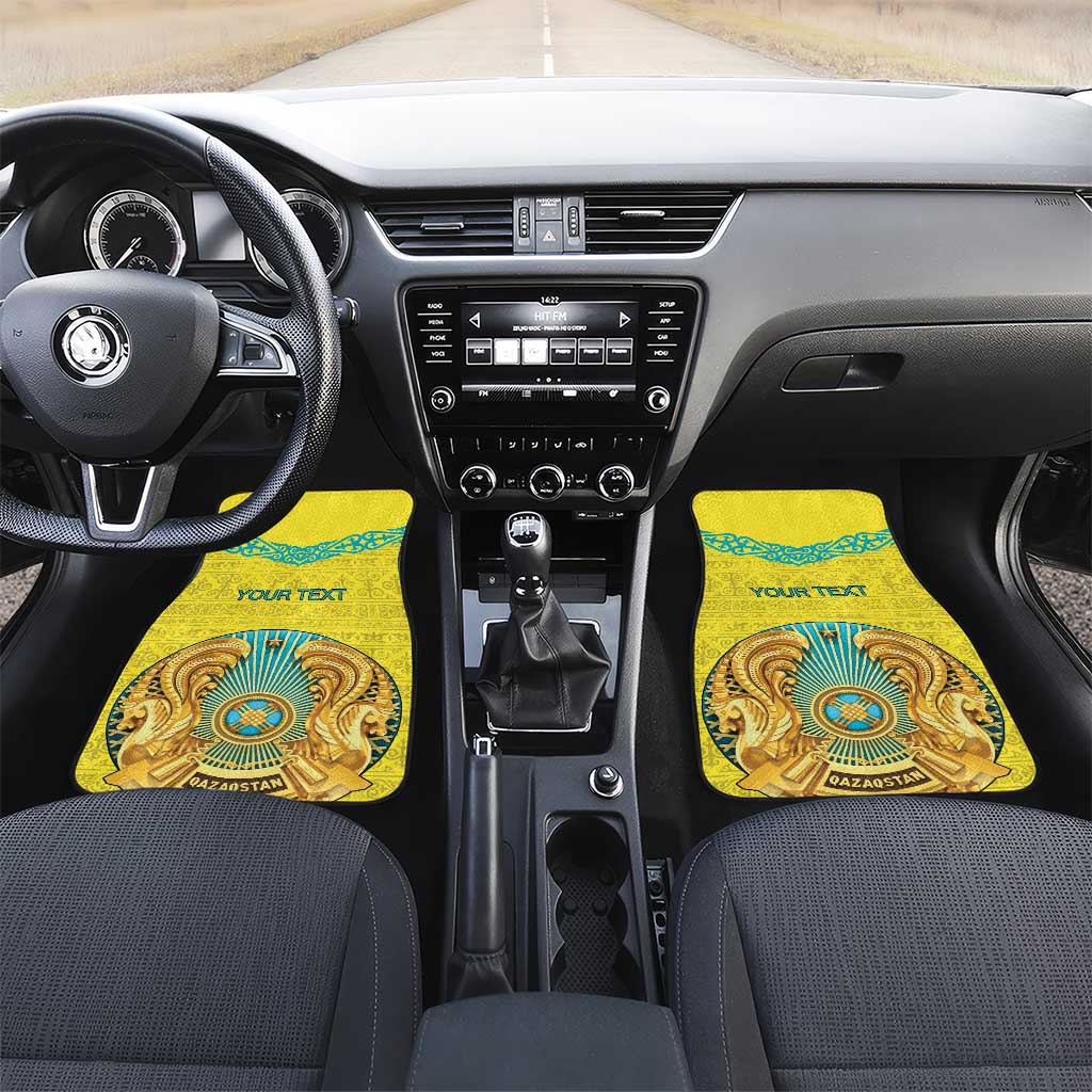 Personalized Kazakhstan Emblem Car Mats Kazakh Pattern