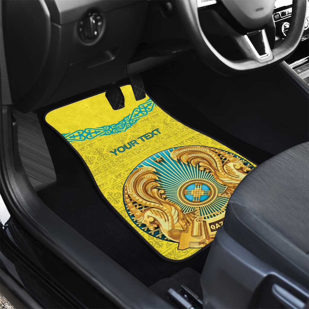 Personalized Kazakhstan Emblem Car Mats Kazakh Pattern