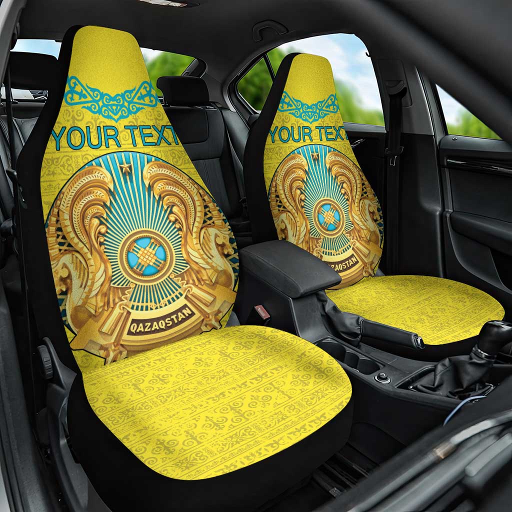 Personalized Kazakhstan Emblem Car Seat Cover Kazakh Pattern