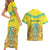 Personalized Kazakhstan Emblem Couples Matching Short Sleeve Bodycon Dress and Hawaiian Shirt Kazakh Pattern