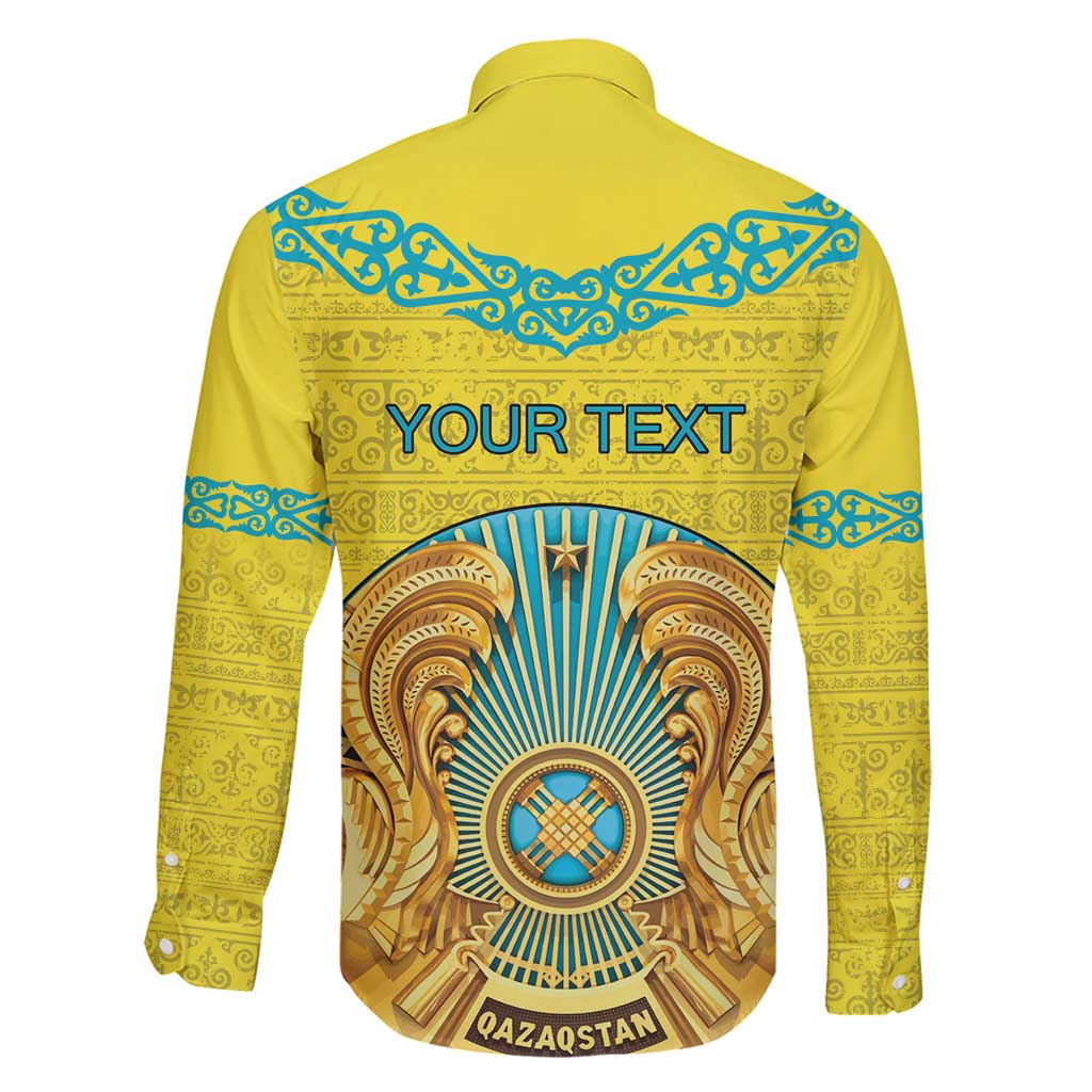 Personalized Kazakhstan Emblem Family Matching Long Sleeve Bodycon Dress and Hawaiian Shirt Kazakh Pattern
