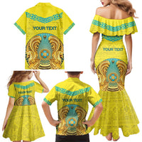 Personalized Kazakhstan Emblem Family Matching Mermaid Dress and Hawaiian Shirt Kazakh Pattern