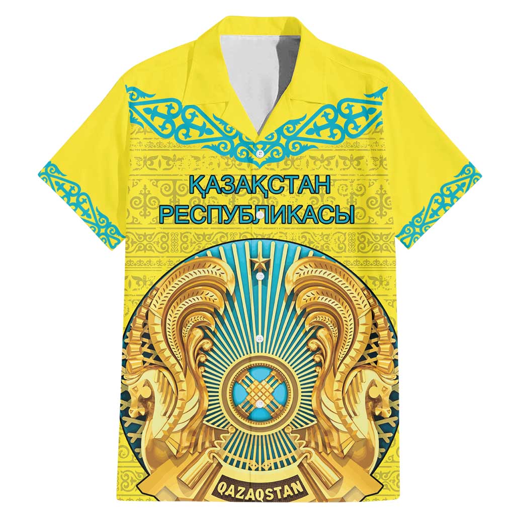 Personalized Kazakhstan Emblem Family Matching Mermaid Dress and Hawaiian Shirt Kazakh Pattern