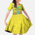 Personalized Kazakhstan Emblem Family Matching Off The Shoulder Long Sleeve Dress and Hawaiian Shirt Kazakh Pattern