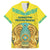 Personalized Kazakhstan Emblem Family Matching Off The Shoulder Long Sleeve Dress and Hawaiian Shirt Kazakh Pattern